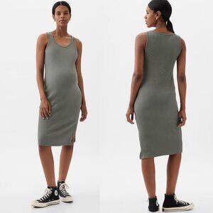 GAP Maternity Rib Midi Tank Dress NEW in Gray XS